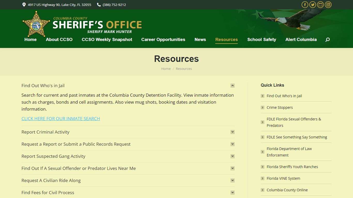 Resources – Columbia County, FL – Sheriff's Office